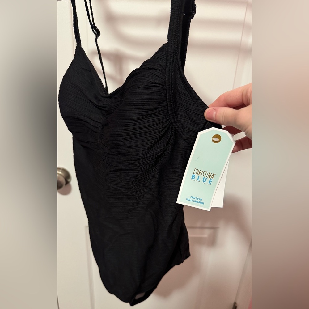 Christina Blue Black One Piece Swimsuit